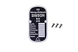 Typenschild für Simson AWO Touren (blanko) - abgerundet mit Kerbnägeln