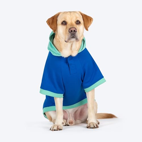 Image of HUFT Spoilt Sweet Colour Block Hoodie - Navy Blue (2XL) | Cozy Winter Clothes & Hoodie for Extra-Large Dogs | Stylish Sweatshirt for Labradors,Golden Retrievers & Large Breeds | Perfect Winter Outfit