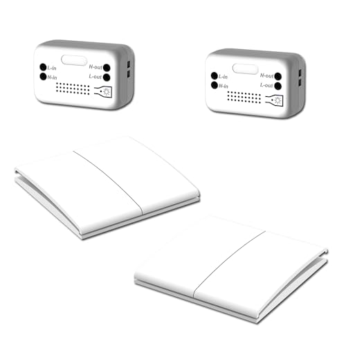 Interruptor inalámbrico VIVIS, sin Necesidad de cableado, sin baterías, generación de energía Manual, Alcance Efectivo en Interiores de hasta 80 Metros, Resistente al Agua, Seguro. (2 To 2)