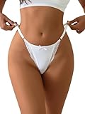 Milumia Women Sexy Cheeky Lace Panties Thongs Underwear Low Rise G-String Brief Hipster White Small