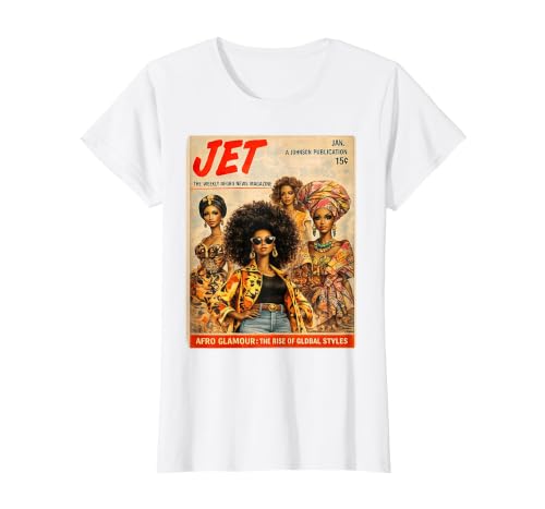 Afro Glamour – Vintage Black Women Cover Art T-Shirt, Women, White, X-Large