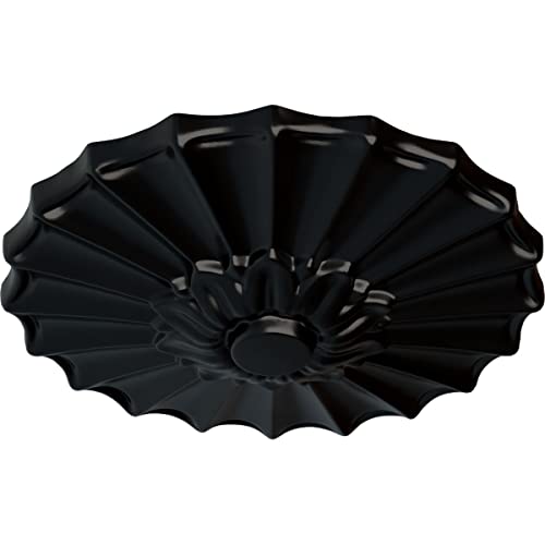 Image of Ekena Millwork CM09SHBLF 9 inchOD X 1 3 /8 inchP Shakuras Ceiling Medallion Fits Canopies Up to 1 3 /8 inch, Jet Black