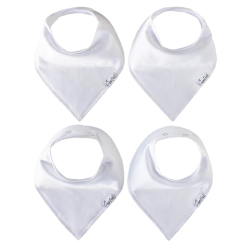 Image of Copper Pearl 4 Pack Soft Cotton Baby Bibs for Drooling and Teething, Absorbent Drool Bibs for Baby Girl and Boy, Adjustable to Fit Newborns to Toddlers (White Basics)