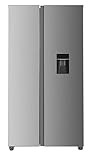 Respekta Side by Side Kühlschrank Halvar Edelstahl | 439 Liter Nutzinhalt | No Frost Kühl Gefrierkombination | Wasserspender | Schnellgefrierfunktion | ECO Modus | Kühlschrank Side by Side Edelstahl