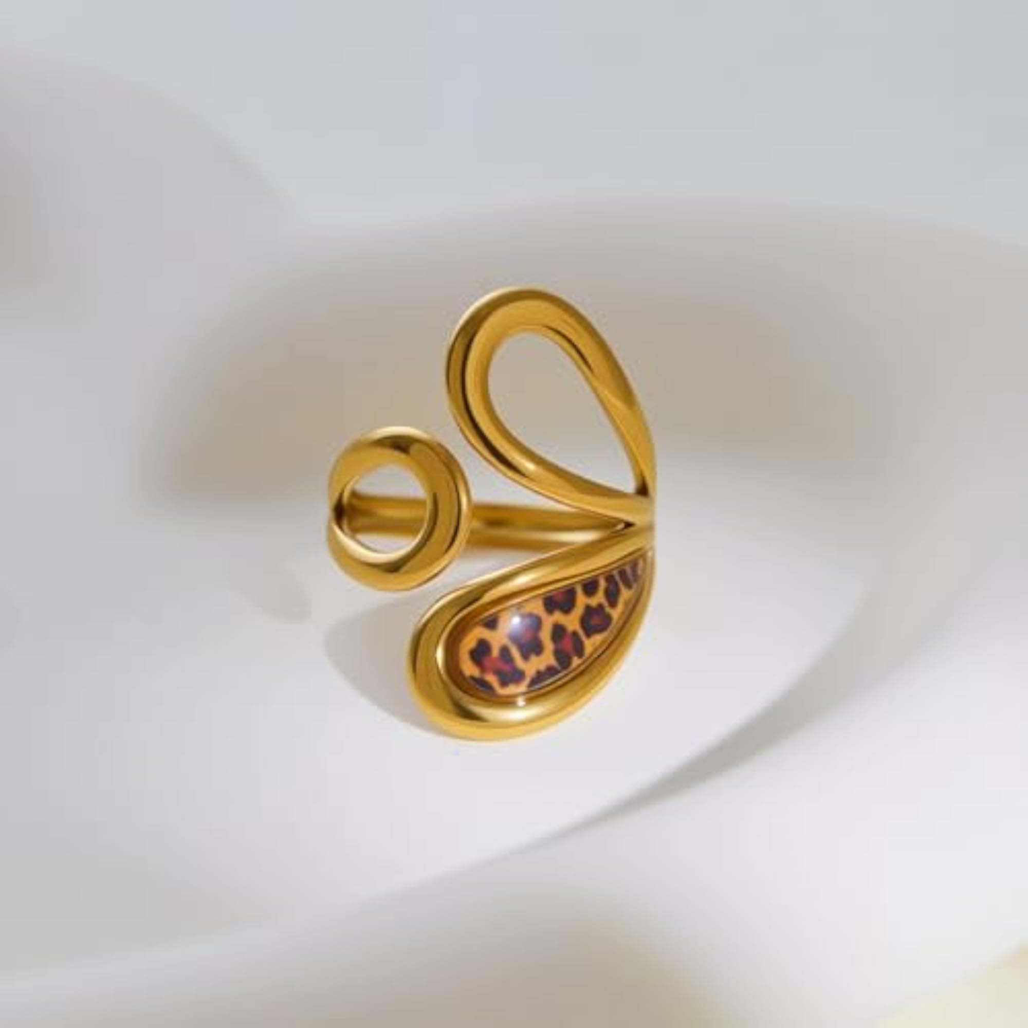 Printed Shiny Texture Jewelry Set, Gold Leopard Design 6
