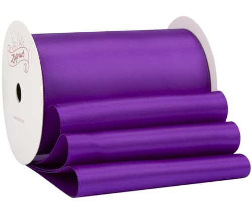 Zofrud Purple Satin Ribbon 100mm x 9 Meters - Large Ribbon Ideal for Bows, Gift Wrapping, Flower Bouquet, and Crafts