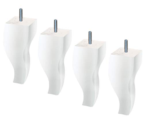 Set di 4 Piedi di letto. Margot Royal Louis XV – Set di 4 Piedi di Rete, Legno, Bianco, 5,5 x 5,5 x 18 cm