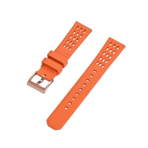 [JLIGONAFP] Porous Structure Quick Release Fluorine Rubber Watch Strap 20mm 22mm New Band(Orange 4,22mm)