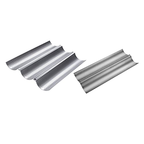 Zerodeko 2pièces Plaque à Baguettes Perforée Inoxydable De Moulages Réutilisables Pour Pain Français Pour Cuisine Domestique Et Professionnelle Argenté
