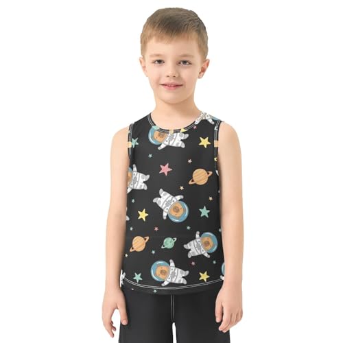 J JOYSAY Capybara Astronaut Star Boys Tank Top Sleeveless Muscle Shirts Quick Dry Workout Active Sport Kids T-Shirts 3-15T2