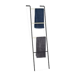 Relaxdays handdoekrek badkamer, metaal, 4 stangen, voor handdoeken & kleding, ruimtebesparend, HxBxD 160x40x24 cm, zwart