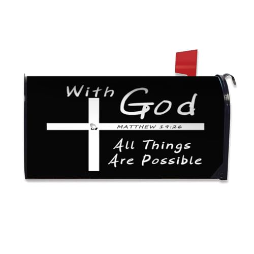 Christian Faith Jesus-with God All Things are Possible Mailbox Cover Post Letter Box Wrap Decor Mailboxs Standard Size 18" X 21" Decorations for Garden Yard Outdoor Decoration