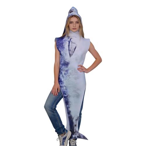 Costume de requin Halloween avec aileron déguisement fête scène