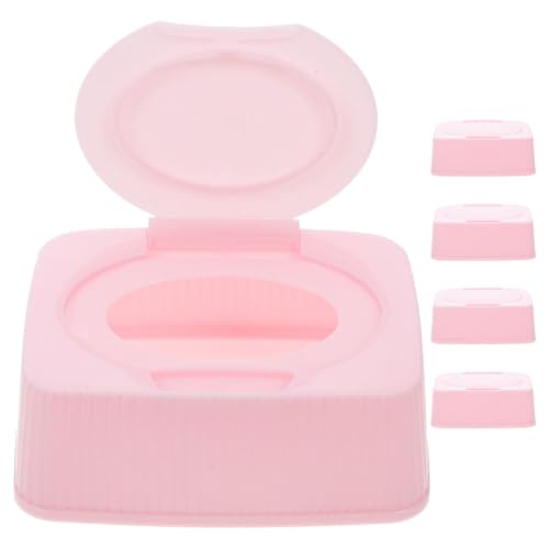 Unomor 5pcs Wipes Dispenser Refillable Wipe Holder with Lid-Portable Travel Paper Case Tissue Storage Box Makeup Cotton Organizer