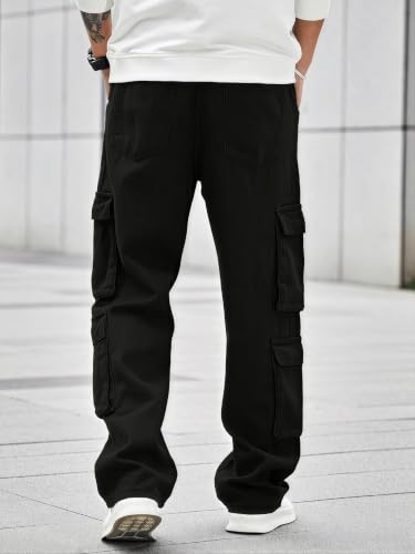 Image of Men's 8 Pocket Cargo Pants | Premium Cotton Twill Baggy Fit Trousers | Stretchable Casual Streetwear Cargos | Mid Rise
