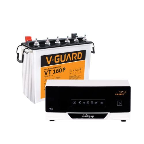 Image of V-Guard Inverter & Battery Combo (Smart Pro 1200 Inverter, VT 160 P (152Ah Tall Tubular Battery)) for Home, Office & Shops