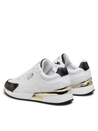 Guess Moxea Baskets pour Femme, White Brown Ochra, 39 EU