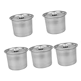 Holibanna 5 Cajas De Acero Inoxidable Para Helado Con Tapa Contenedores Cilíndricos Herméticos Para Congelar Reutilizables Y Pequeños De Una Pinta Color Plateado
