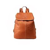 Woodland Leathers Genuine Leather anti theft backpack for women, Medium Brown and Black ladies backpack handbags ruck sack, Waterproof with Antitheft Zipper (Tan)