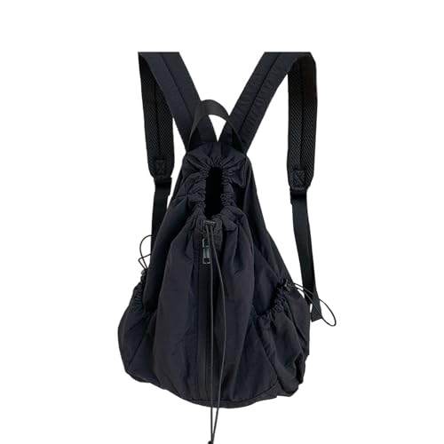 Sac à dos avec cordon Morain noir : grand sac d'école et de sport pratique