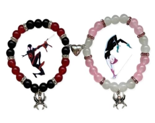 Image of Spiderman Kitty Magnetic Friendship Bracelets, Couple's Bracelets, Valentine's Day Gifts for BFF, BF, GF, Women, Men, Girls, Kids