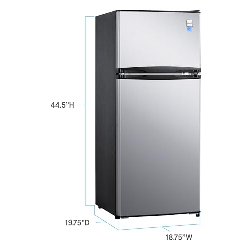 Avanti Apartment Refrigerator Freestanding Reversible Dual Doors Compact Design Full Fridge with Top Freezer, Adjustable Shelves, Full Range Temperature Control, with Crisper, 4.5-Cu.Ft, Metallic on Fridge.com