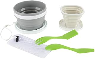 Lazymi X-Large Camping Dinner Set - Portable Silicone 950ML Collapsible Bowl300ML Travel Folding Cup/Mug with Lid and Cutlery Set for Outdoor,Hiking,Picnic