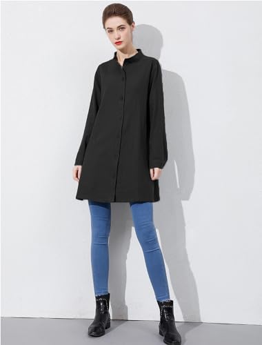 Minibee Women's Oversized Button Down Shirts Long Sleeve Cotton Linen Light Blouse Jacket With Pockets2