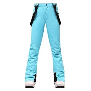 LOIJMK Thermo Skihose Damen - Funktionshose Schneehose Mit Trägern Schneeanzug Skioverall Winter Warm Wanderhose Winddicht Thermohose Trekkinghose Softshellhose Outdoor Snowboardhose