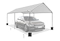 10x20 ft Heavy Duty Car Canopy Galvanized Frame Carport Outdoor Party Tent Boat Shelter with Reinforced Structure, No Sidewall - Light Grey