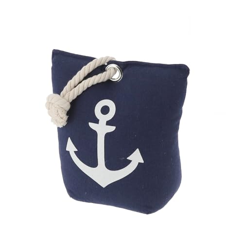 Seaside No.64 - Türstopper aus Stoff mit maritimen Motiven und praktischem Tragetau - nutzvoller Sandsack als Stopper für Türen und Fenster - elegantes Design für alle Räume (blau Anker)