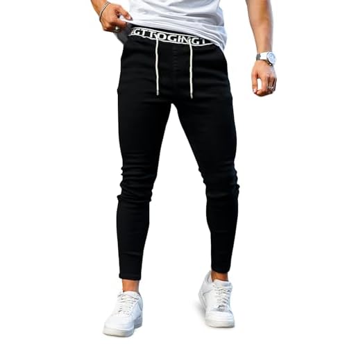 GINGTTO Mens Skinny Jeans Stretch Denim Jeans for Men Black 120 28W x 30L
