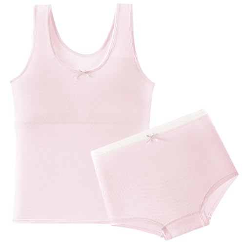 FEOYA Undershirt Tank Tops Cami Training Bras for Girls with Hipster Girls Panties 7-16Y