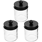 VALICLUD 3 Stück pack Runde Glas Vorratsgläser mit Edelstahl Deckel Transparenter Wattepad Spender und Wattestäbchenglas für Badezimmer Organizer mit Glatten Kanten