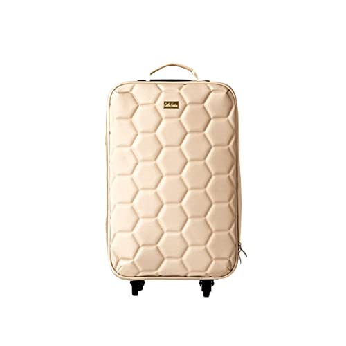 HAC24 Reisekoffer Trolley Reisetasche Beige Stoffkoffer 46 x 30 x 13 cm...