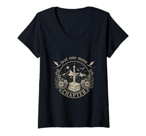 Femme Just One More Chapter – Livre de romantisme Dragon T-Shirt avec Col en V