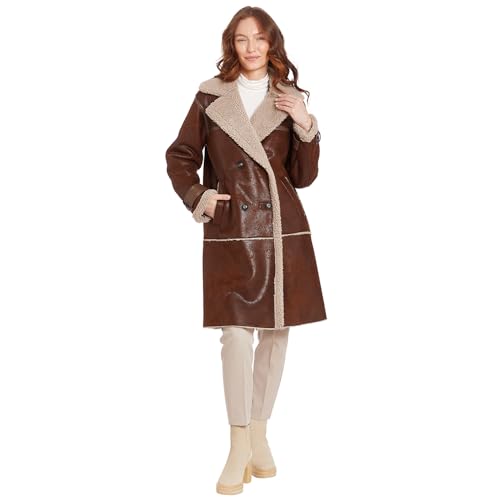 Frye Women's Faux Shearling Notch Clr Coat