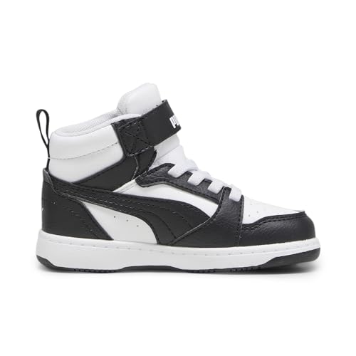 PUMA Basket mi-Haute Rebound V6 Bébé 20, White Black Shadow Gray