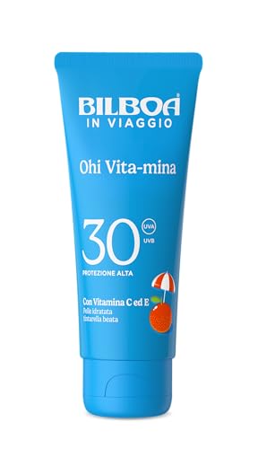 Bilboa In Viaggio, Ohi Vita-mina Crema Solare SPF 30, con Multivitamina, Meglio una Vita-Mina al Giorno che una Ruga Domani