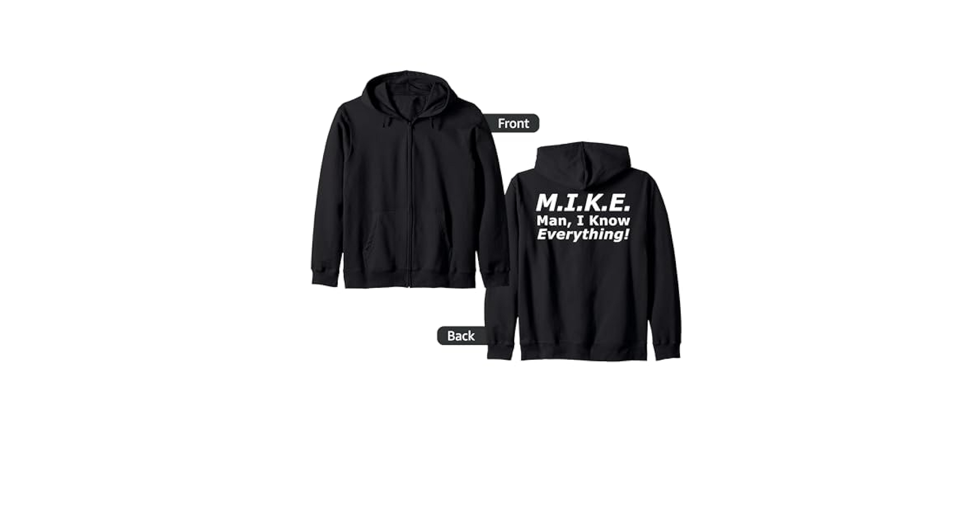 FUNNKY KING/(I´M A) EVERYTHING MAN Amazon.com: Funny M.I.K.E. MIKE Knows Everything Zip Hoodie