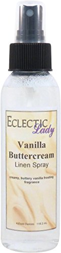 Vanilla Buttercream Linen Spray, 4 ounces - Eclectic Lady Sheet and Linen Spray - No Artificial Colors, Parabens, or Preservatives - Long-Lasting Scent for Bed, Fabric & Pillow