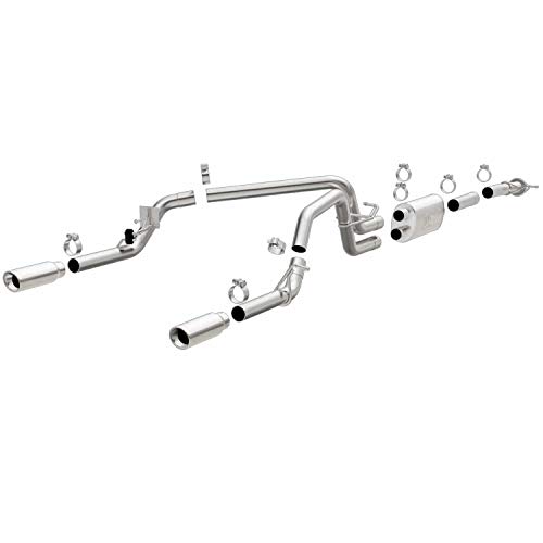 MagnaFlow Cat-Back Performance Exhaust System 19019 - Street Series, Stainless Steel 3in Main Piping, Dual Split Rear Exit, Polished Finish 3.5in Exhaust Tip - Truck Performance Exhaust Kit