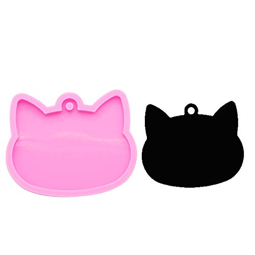 Shiny Glossy Lovely Cat Style Silicone Mold Large Pet Tag Mold Silicone Mold for Pet Cat Tag DIY Keychain Jewelry Making Tools Epoxy Resin Mold Size L