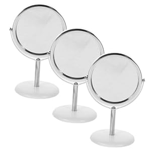 Ipetboom 3 Pcs Mirror for Makeup Desk Tabletop Makeup Mirror Swivel Vanity Mirror Makeup Mirror for Desk Mini Rotating Mirror Round Rotating Mirror Desk Mirror Oval to Rotate Pu