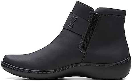 Clarks Women's Cora Rae Ankle Boot, Black Leather, 6 | Image 4