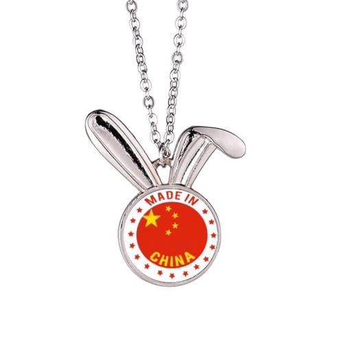 Collier lapin chinois rouge et jaune pendentif zodiaque asie femme