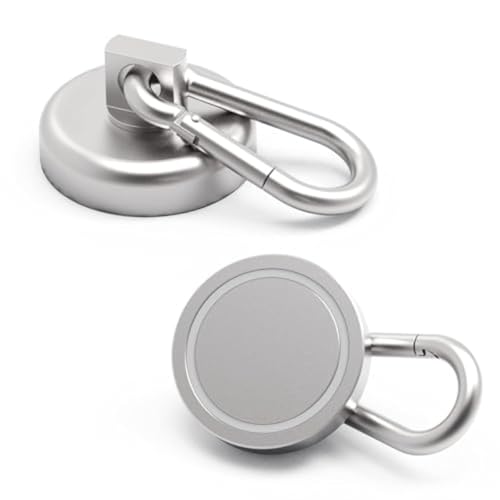 Carabiner Magnetic Hooks 30LBS MAX Heavy Duty Neodymium Magnet Swivel Snap Hook for Hanging Indoor/Outdoor Grill Kitchen Cabinet Office 2 Pack