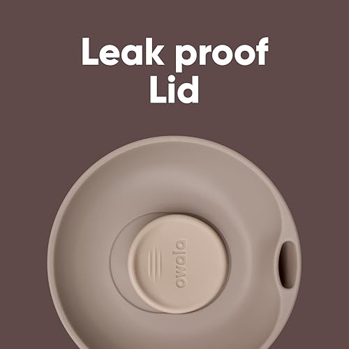 Image of Owala SmoothSip Slider Insulated Stainless Steel Coffee Tumbler, Reusable Iced Coffee Cup, Hot Coffee Travel Mug, BPA Free 20 oz, Vanilla Bean