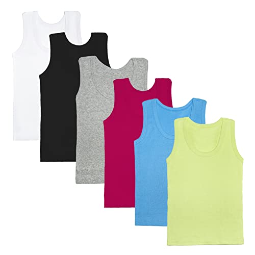 Phedrew 6 Pcs Kids Soft Undershirt Tank Tops Cotton Undershirt Sleeveless Shirts for Girls Boys Unisex Multicolor