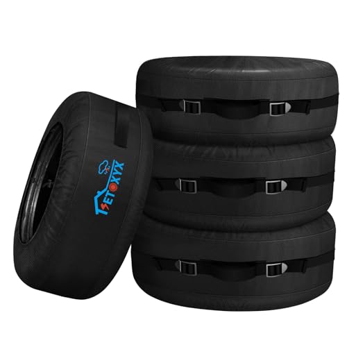 SETOXYX 4 Pack Seasonal Tire Tote 700D Spare Tire Cover Portable Wheel Bags with Handle Winter Tire Storage Bag Fits Tire Diameters 22 - 31
